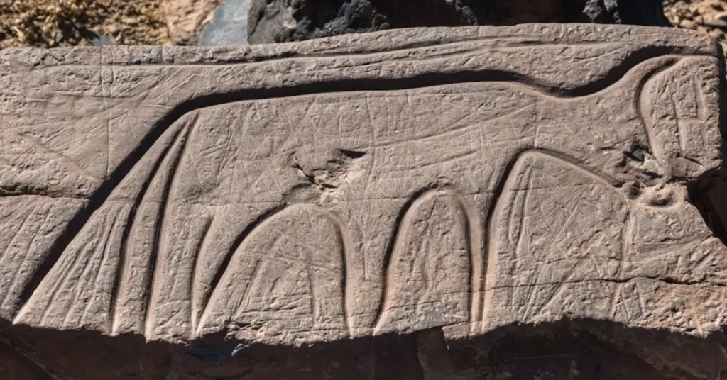 Ancient Amazigh petroglyph carved into Moroccan stone