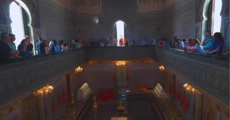 Visitors at the Mausoleum of Mohammed V in Rabat capital of Morocco Africa